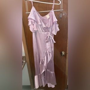 Lilac silky wrap dress w slip.